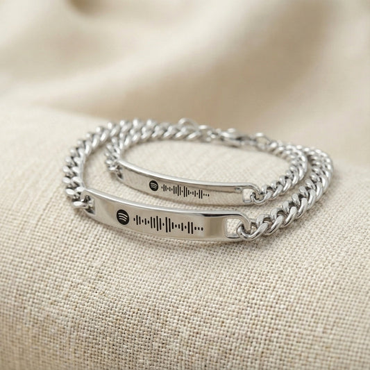 זוג צמיד לזוגות עם חריטה קוד ספוטיפיי אישית Dream Gifts