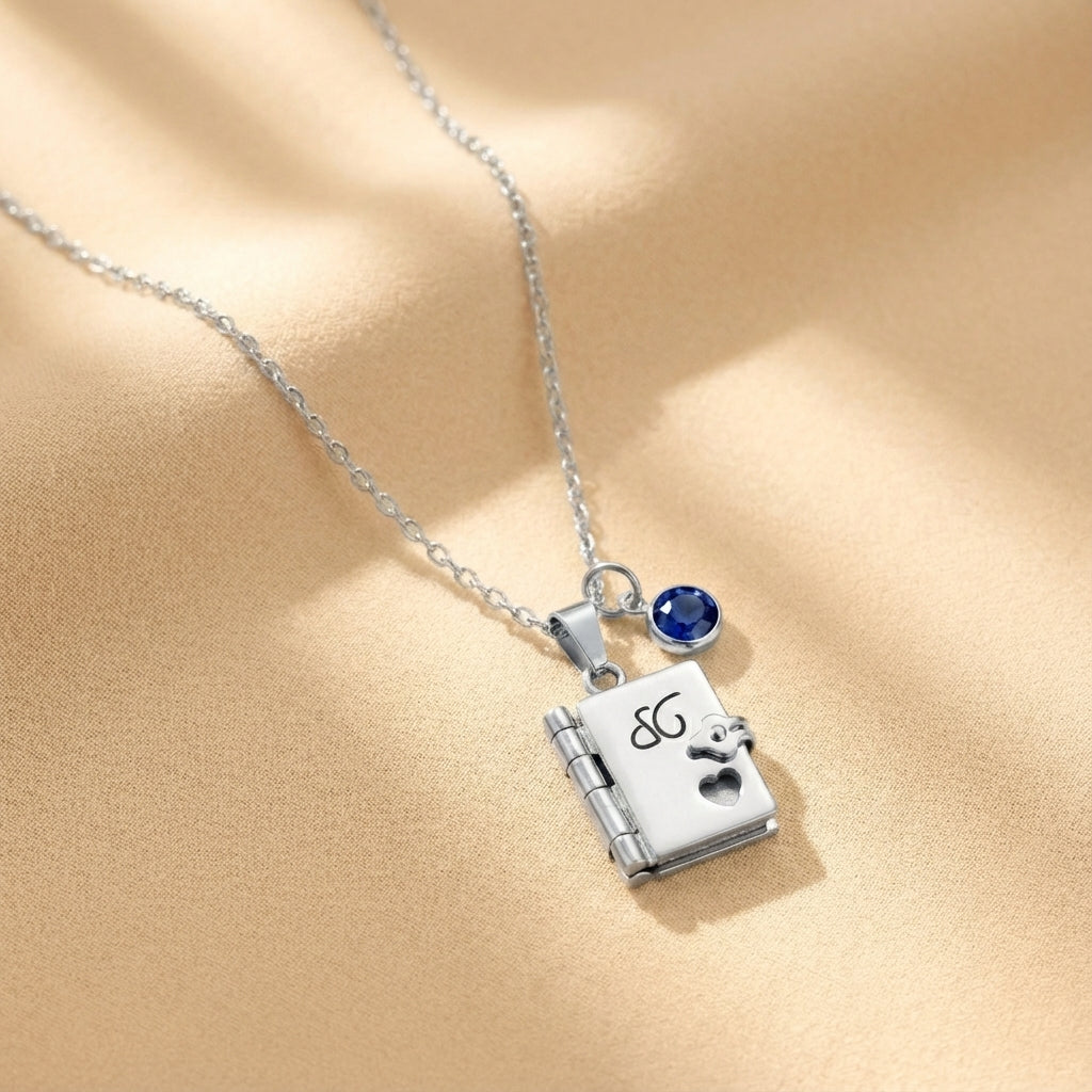 שרשרת תליון ספר חרוטה תכשיטי הודעה אישית