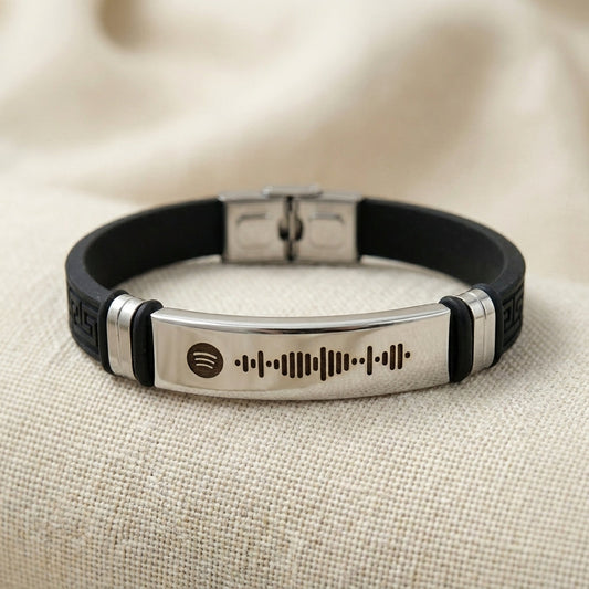 צמיד , מתנה יוקרתית לגבר עם חריטה של קוד ספוטיפיי Dream Gifts