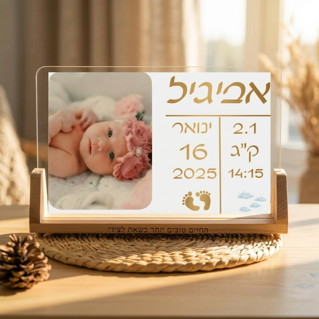 מסגרת תמונה אישית אקריליק זכוכית להולדת תינוק גדול