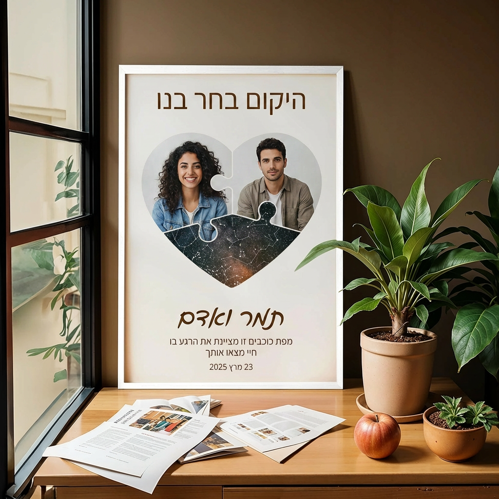 מפת כוכבים זוגית בעיצוב פאזל עם תמונה