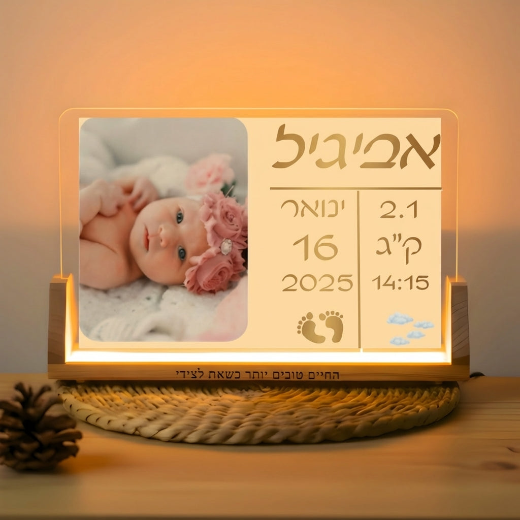 מנורת לילה אקריליק זכוכית להולדת תינוק גדול