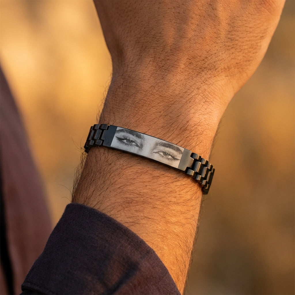 צמיד לגבר,שחור מתנה יוקרתית עם תמונה של חריטה על העין Dream Gifts