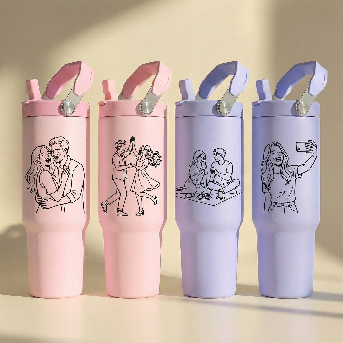 ספל תרמי מותאם אישית, בקבוק, כוס נסיעות, תרמוס עם ידית ומכסה, סטנלי, עם טקסט/שם ותמונה