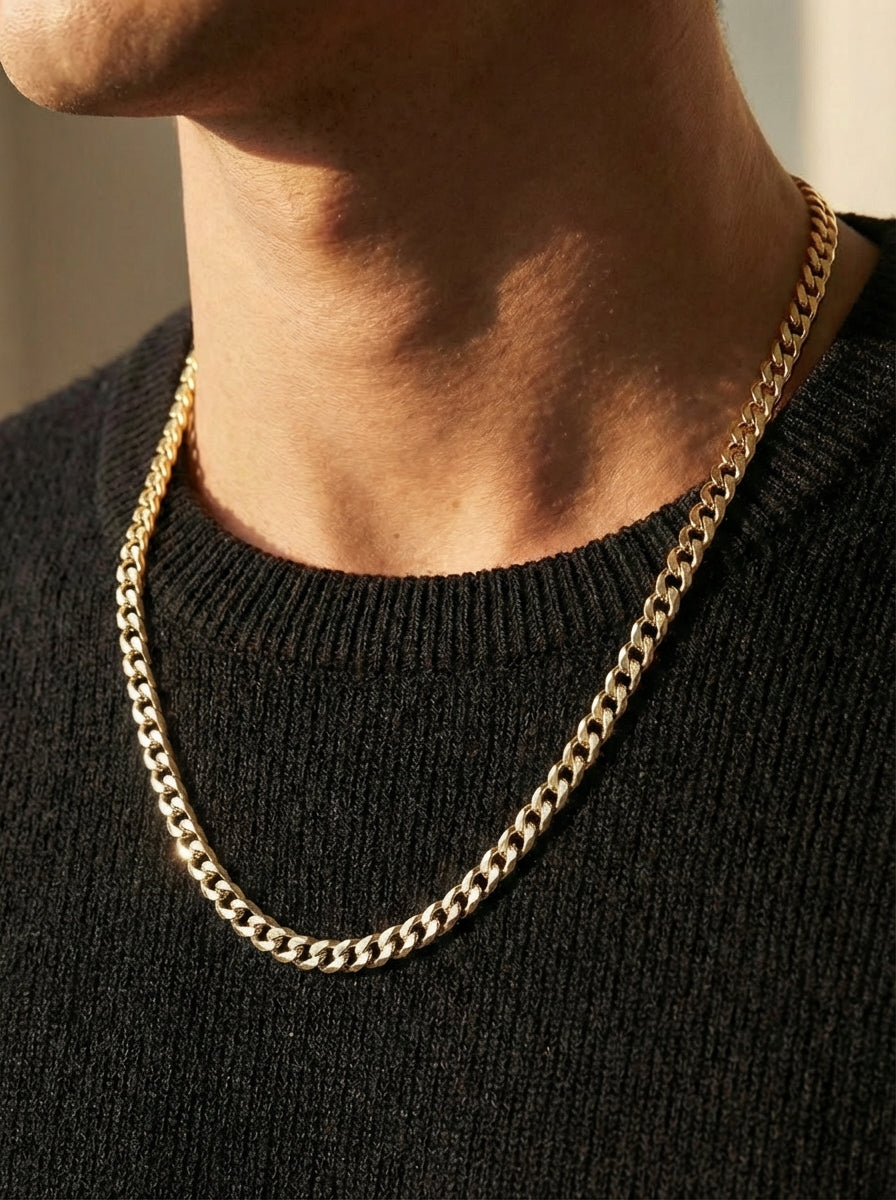 שרשרת חוליות לגבר דגם גורמט עדין 5 מ"מ – שרשרת בייסיק יוקרתית | עיצוב נקי ליום יום ולערב