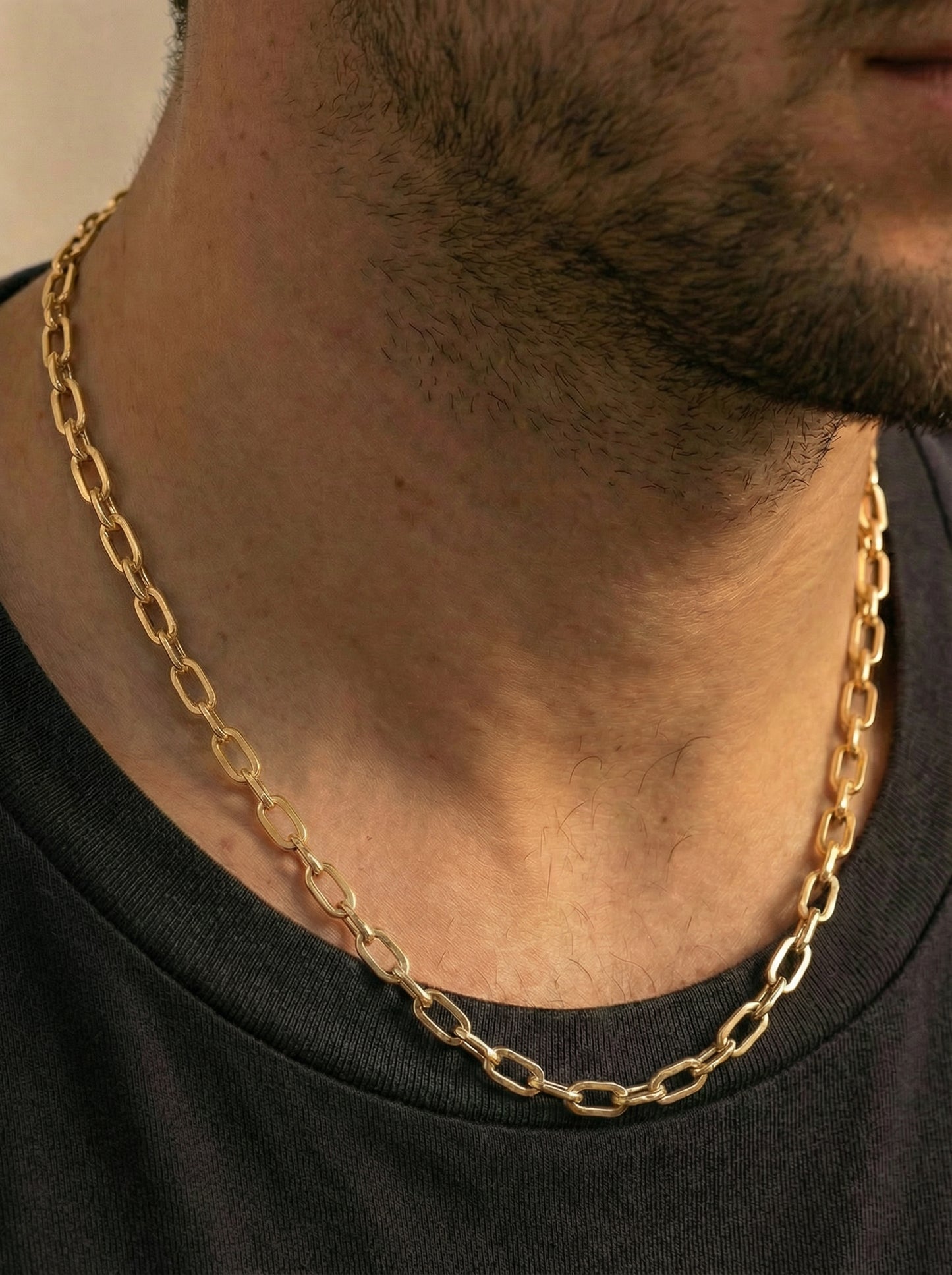 שרשרת חוליות אובליות מנירוסטה | שרשרת לגברים| תכשיט יומיומי אלגנטי