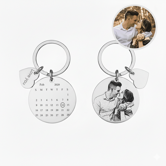 מחזיק מפתחות עם תמונה, תאריך ומשפט Dream Gifts