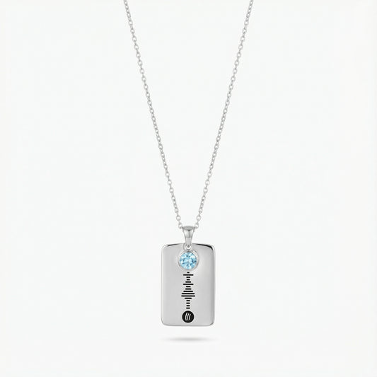 שרשרת מלבנית בהתאמה אישית עם חריטה של המוזיקה האהובה עליכם