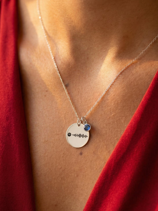 שרשרת עגולה כסף עם חריטת ספוטיפיי