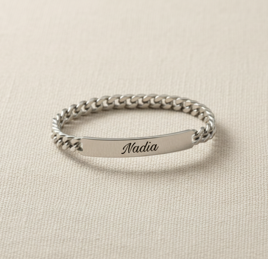 צמיד לגבר , מתנה עם חריטה של שם/בטיוי אישית