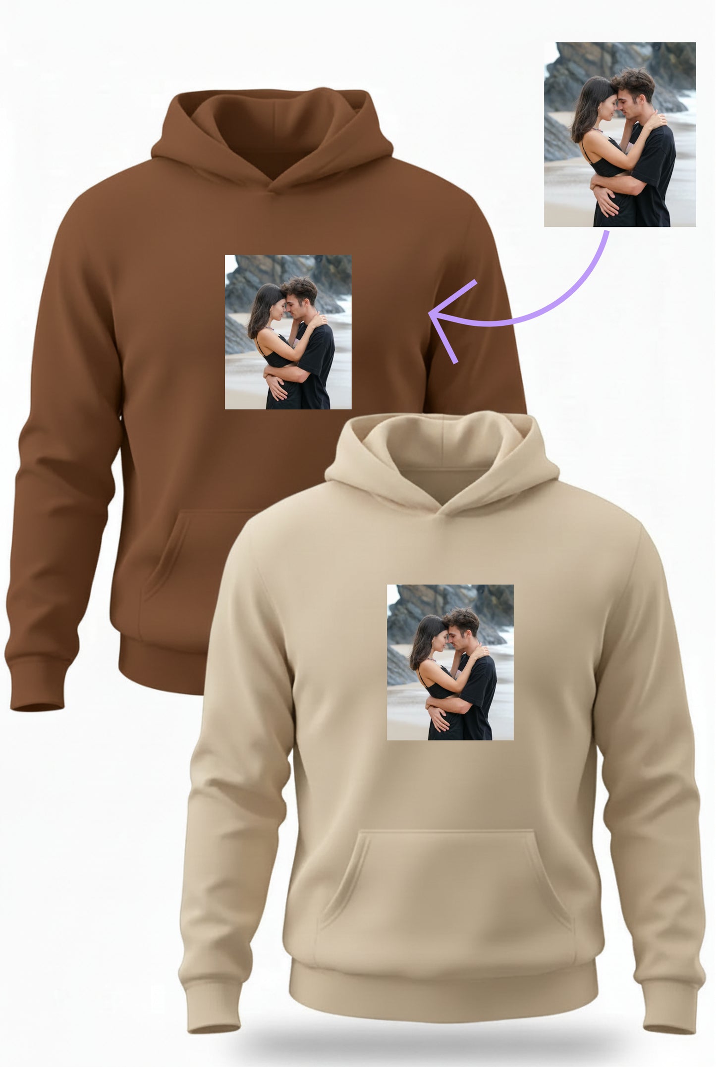 קפוצ'ונים תואמים לזוגות עם עיצוב תמונה אישי