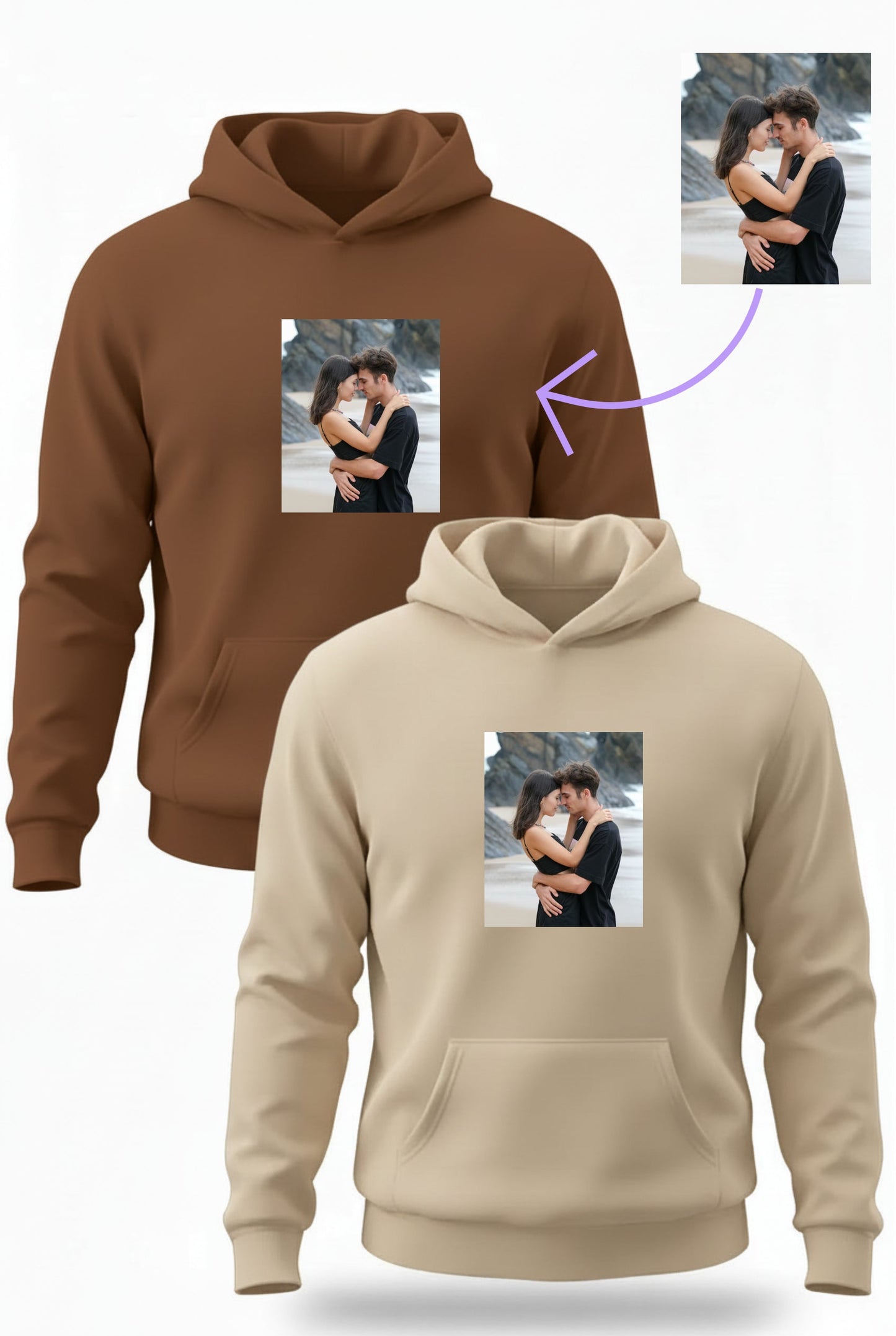 קפוצ'ונים תואמים לזוגות עם עיצוב תמונה אישי Dream Gifts