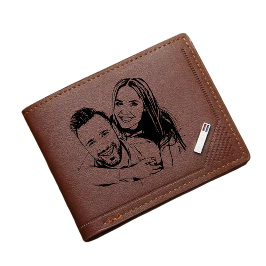 ארנק עור לגברים בהתאמה אישית עם תמונה חרוטה ומשפט