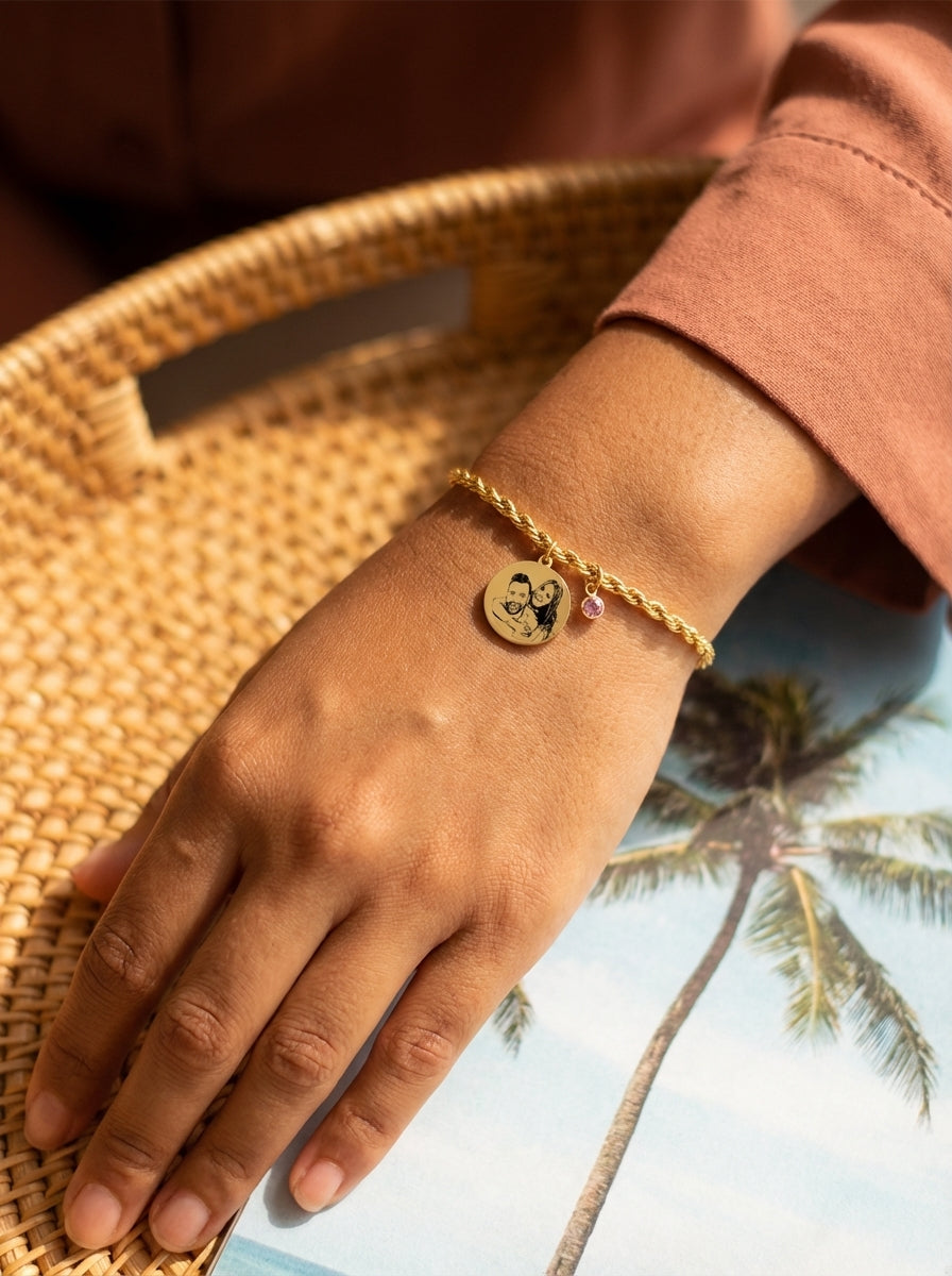 צמיד מיכאלה , כסף מתנה יוקרתית עם חריטת תמונה