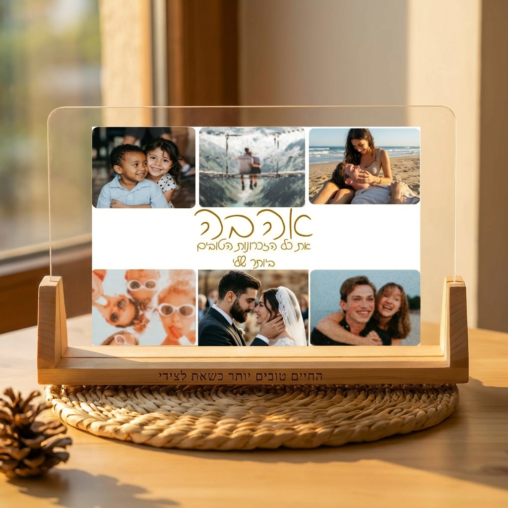 מסגרת תמונה אישית עם 6 תמונות + מילה ומשפט אישי במרכז גדול