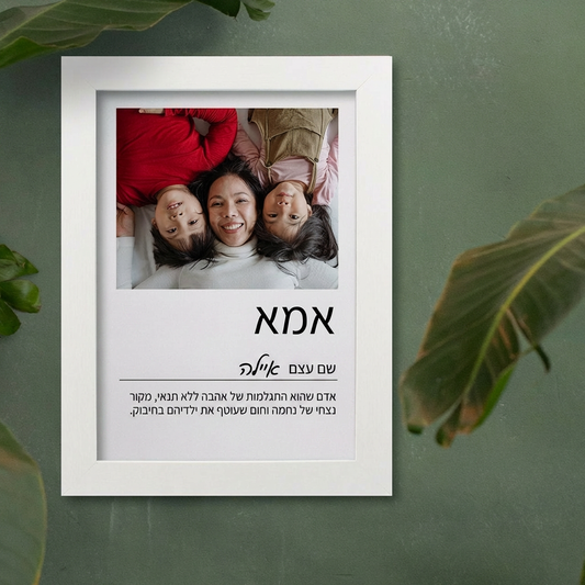 הגדרת מילון "אמא" - תמונה ממוסגרת בעיצוב אישי