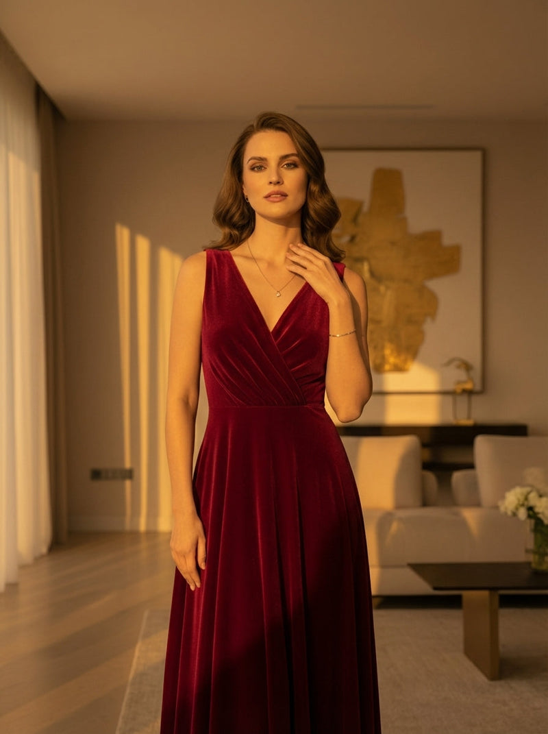 אישה חייכנית עם תכשיט תליון עגול על שרשרת כסף, לבושה בגופייה לבנה ומכנסי ג'ינס בהירים, רקע אפור