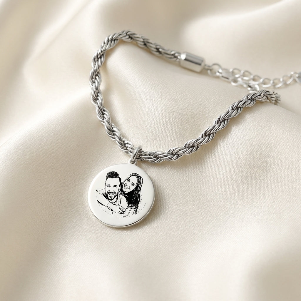 צמיד מיכאלה , כסף מתנה יוקרתית עם חריטת תמונה Dream Gifts