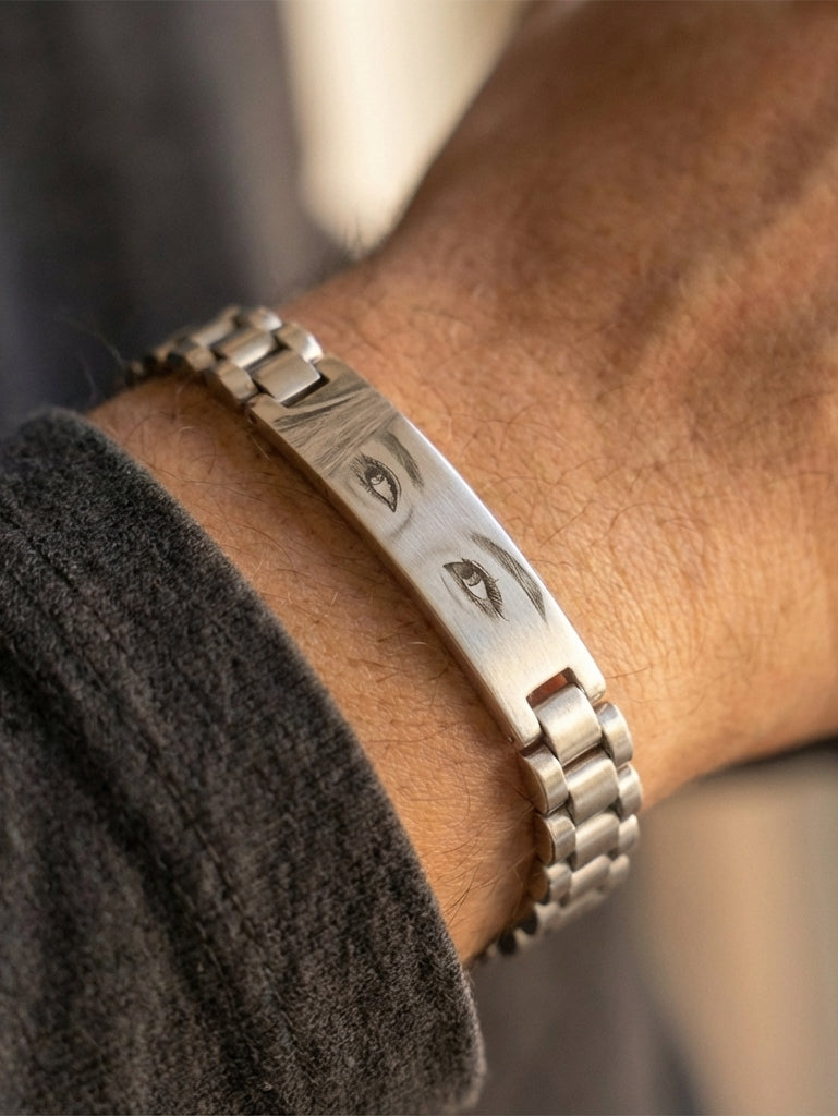 צמיד לגבר,כסף מתנה יוקרתית עם תמונה של חריטה על העין Dream Gifts