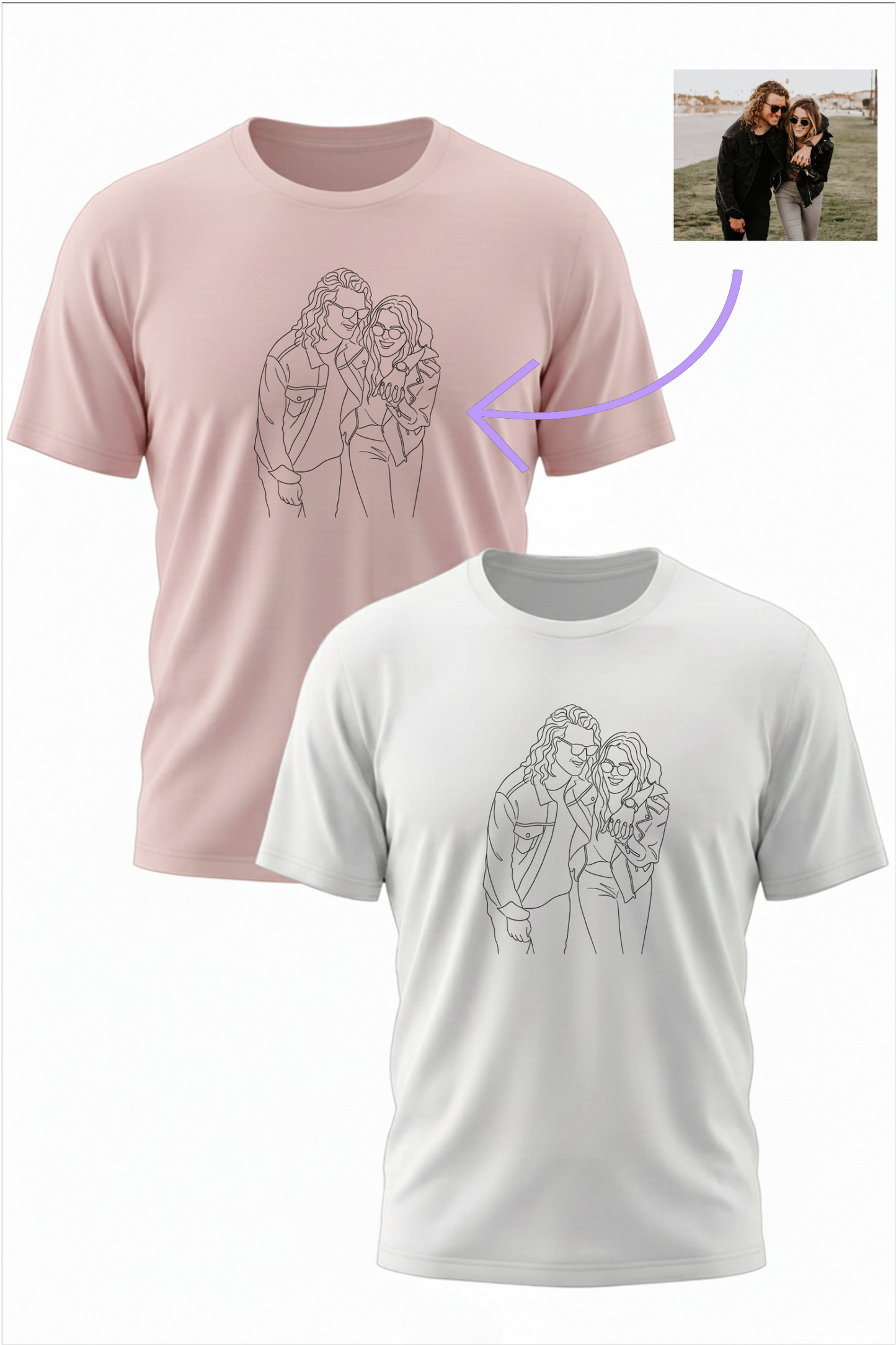 חולצות תואמים לזוגות עם עיצוב תמונה אישי