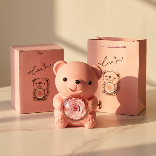 דב של אהבה חרוטה - ורוד