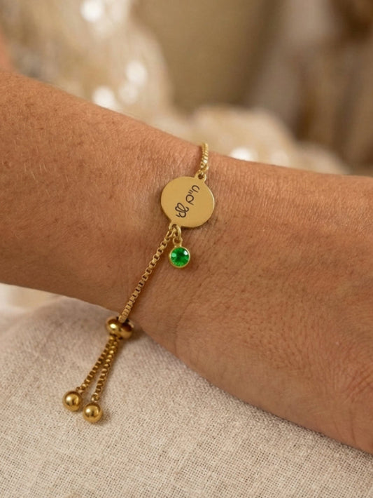 צמיד לאישה עיגול , צמיד מתכוונן מתנה יוקרתית עם חריטת משפט - זהב