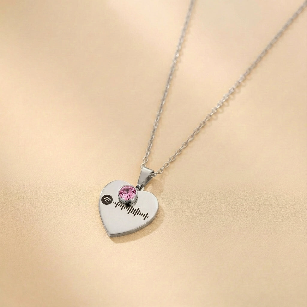 שרשרת לב עם חריטת קוד ספוטיפיי