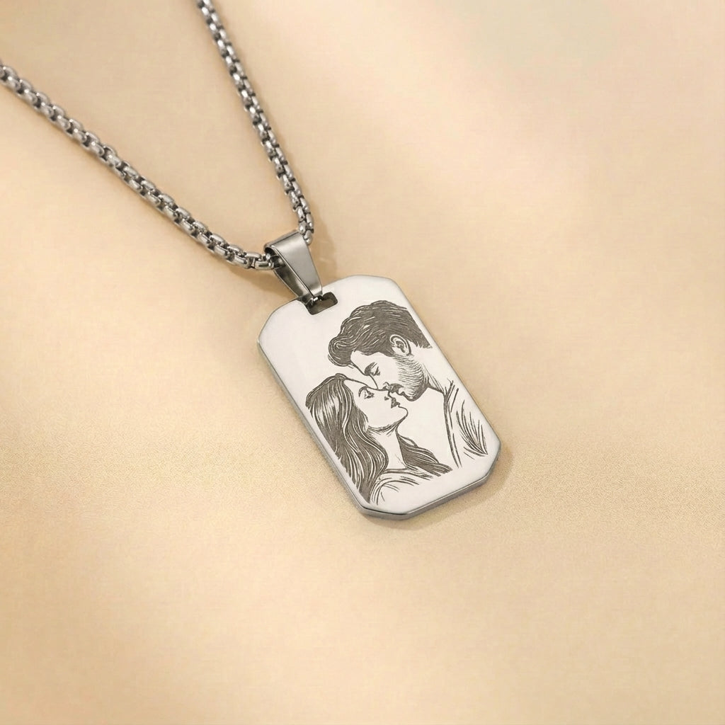 שרשרת גבר מתומנת בהתאמה אישית עם התמונה שלך