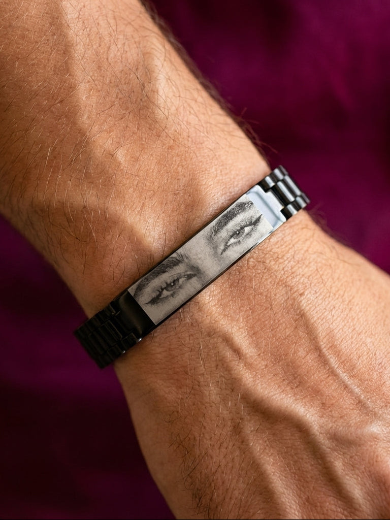 צמיד לגבר,שחור מתנה יוקרתית עם תמונה של חריטה על העין Dream Gifts