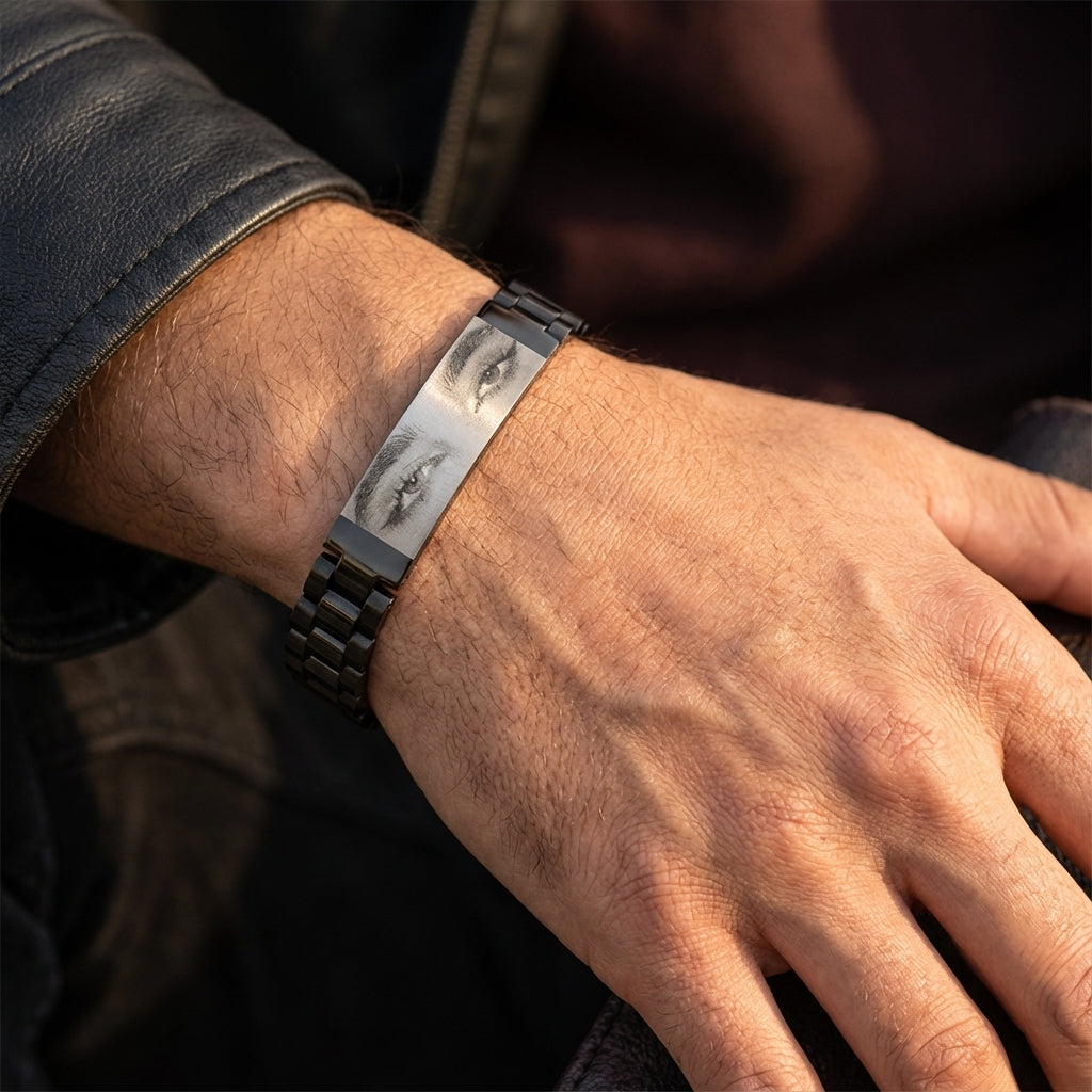 צמיד לגבר,שחור מתנה יוקרתית עם תמונה של חריטה על העין Dream Gifts