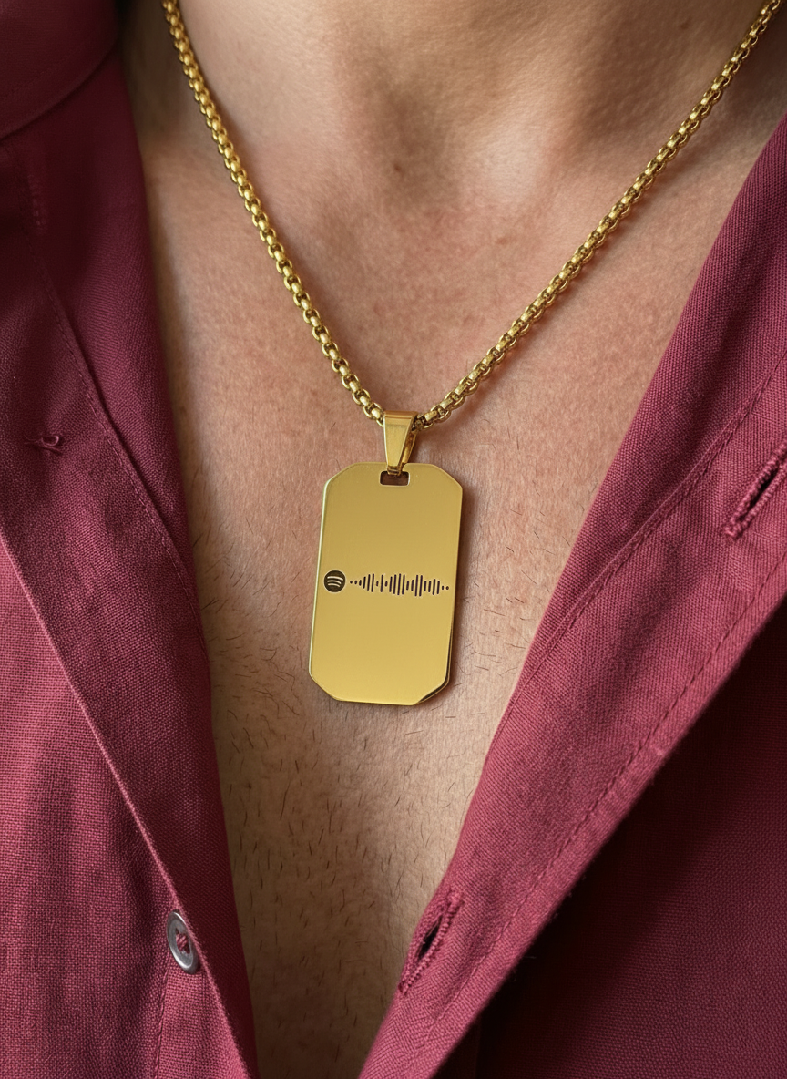 שרשרת מתומנת עם חריטה של קוד ספוטיפיי למוזיקה האהובה עליכם Dream Gifts