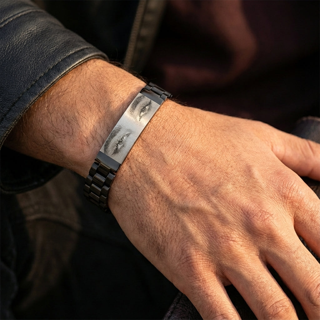 צמיד לגבר,שחור מתנה יוקרתית עם תמונה של חריטה על העין Dream Gifts