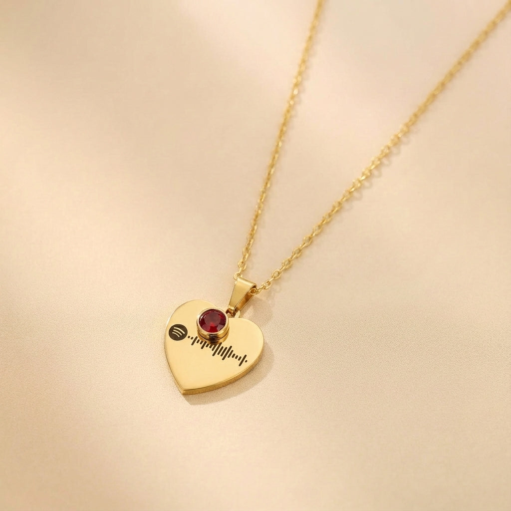 שרשרת לב עם חריטת קוד ספוטיפיי