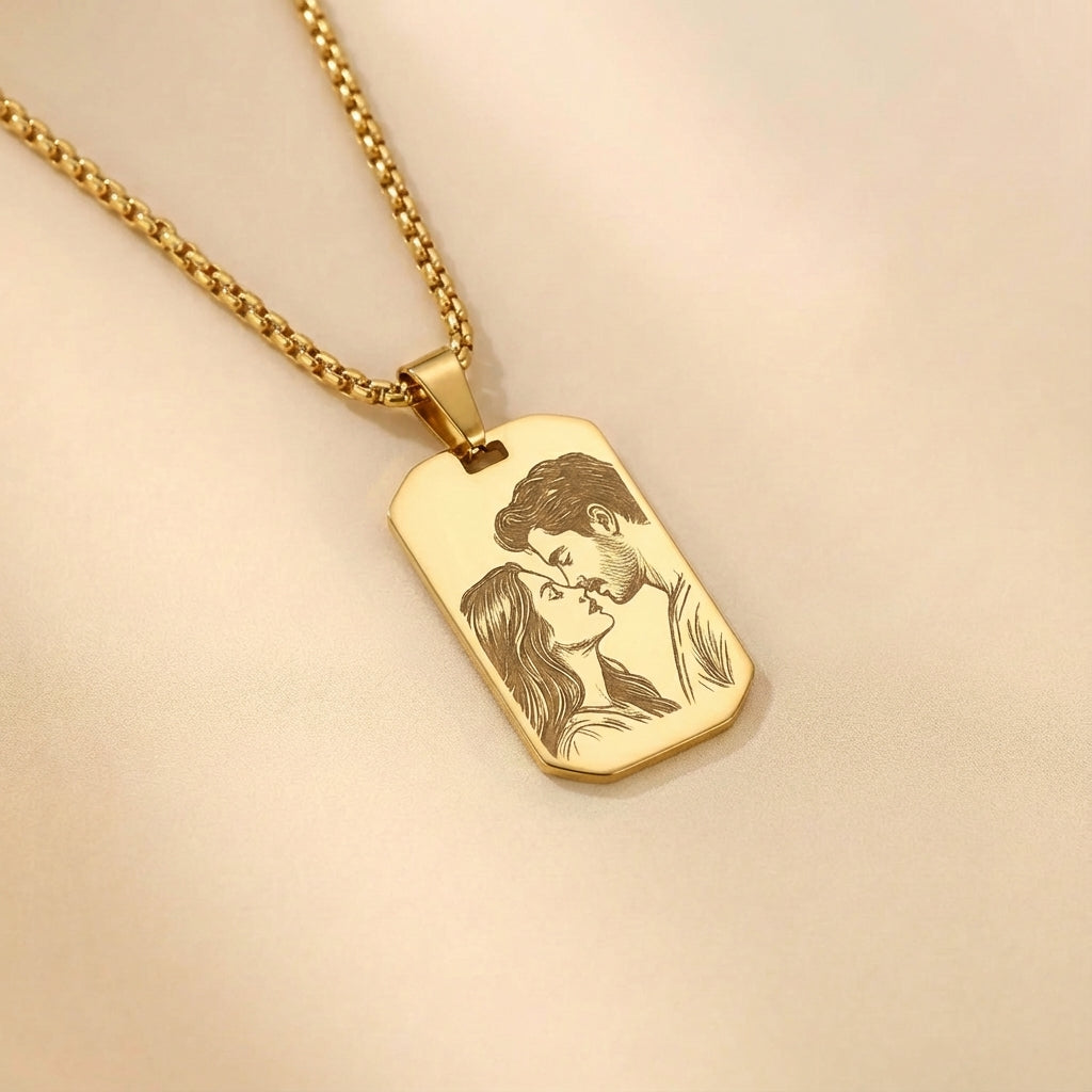 שרשרת גבר מתומנת בהתאמה אישית עם התמונה שלך