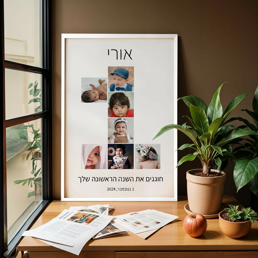 קולאז' תמונות לגיל שנה - חוגגים שנה ראשונה