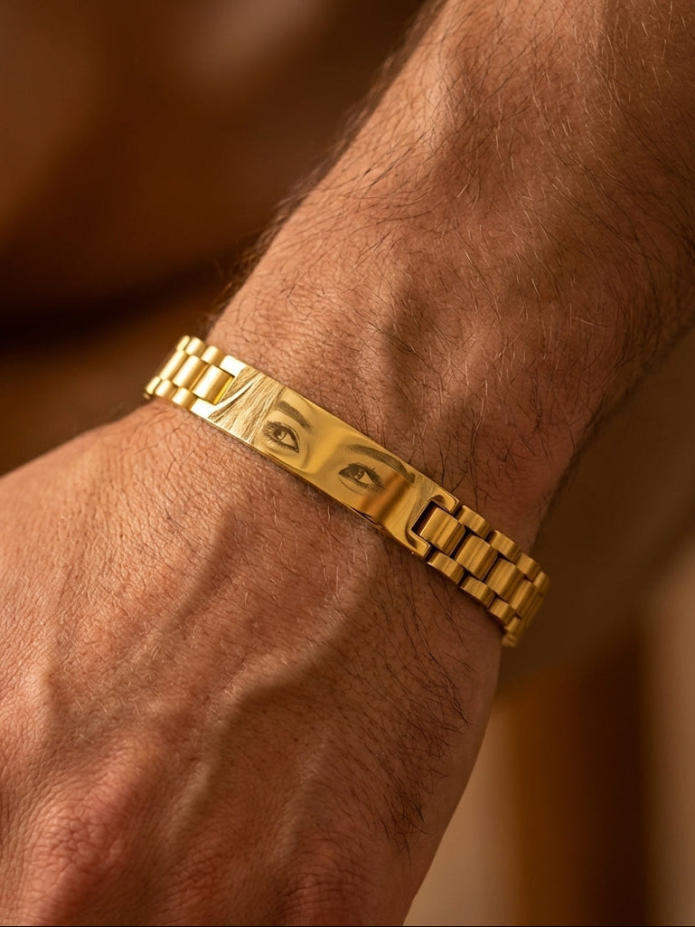 צמיד לגבר, זהב מתנה יוקרתית עם תמונה של חריטה על העין Dream Gifts