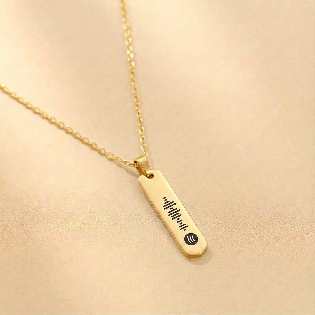 שרשרת תליון מלבנית עם חריטה אישית של קוד מוזיקה לספוטיפיי