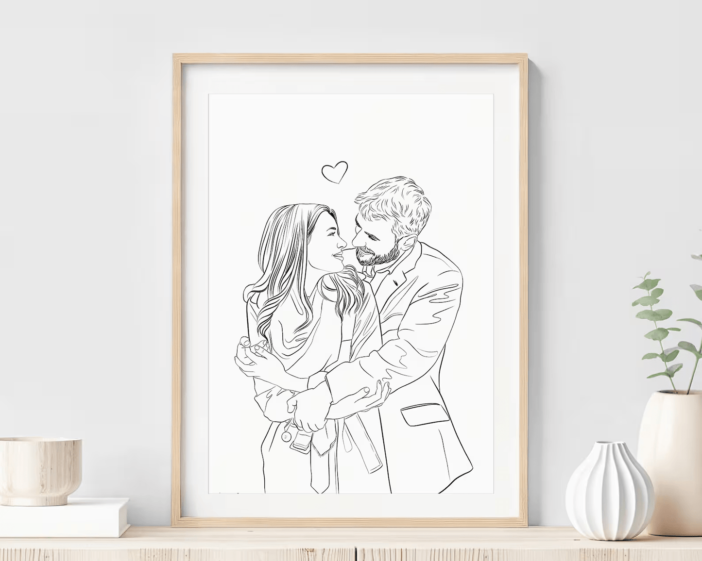 איור קו (Line Art) ממוסגר מתמונה בעיצוב אישי