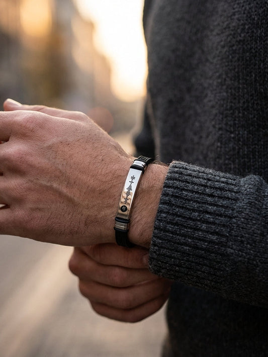 צמיד , מתנה יוקרתית לגבר עם חריטה של קוד ספוטיפיי Dream Gifts