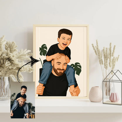 איור דיוקן קריקטורה בהתאמה אישית מתמונה עם כיתוב