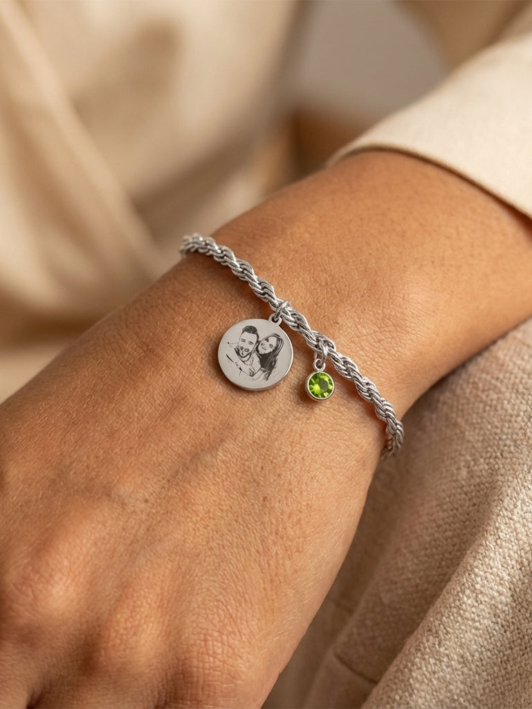 צמיד מיכאלה , כסף מתנה יוקרתית עם חריטת תמונה Dream Gifts