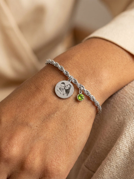 צמיד מיכאלה , כסף מתנה יוקרתית עם חריטת תמונה - כסף