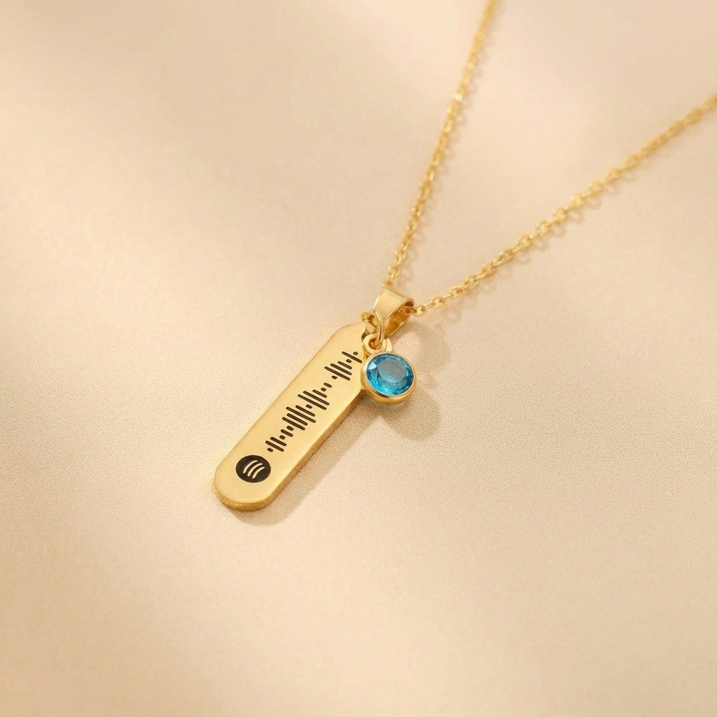 שרשרת תליון מלבנית עם חריטה אישית של קוד מוזיקה לספוטיפיי