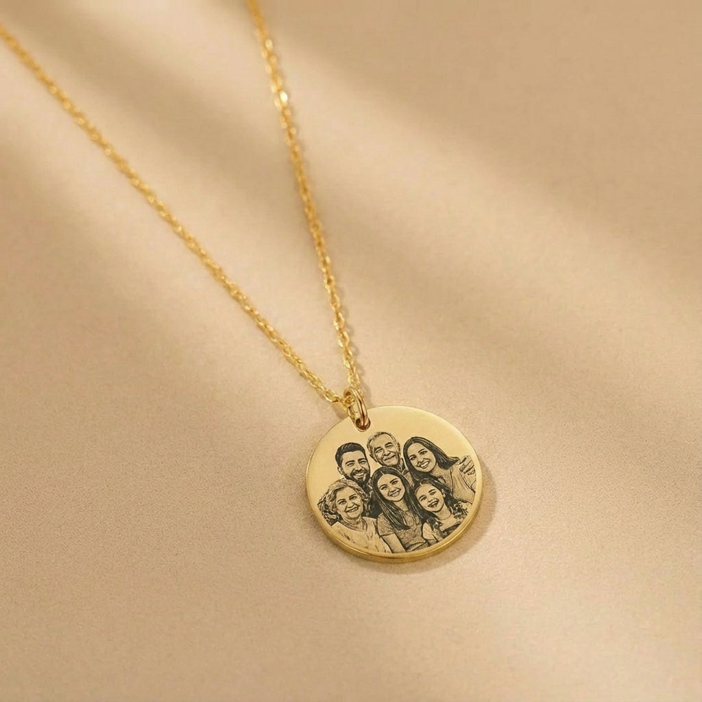 שרשרת חרוטה עיגולה עם תמונה אישית