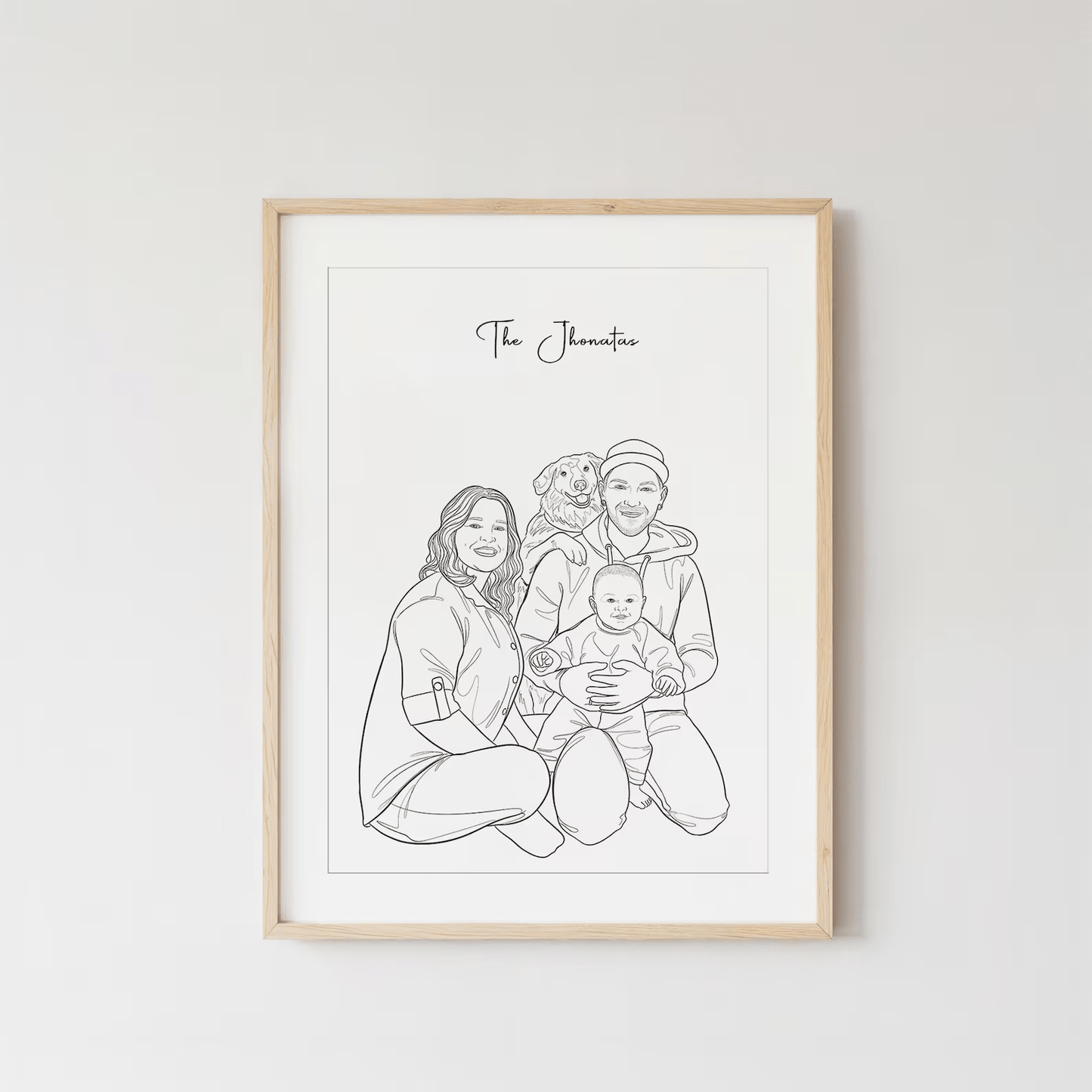 איור קו (Line Art) ממוסגר מתמונה בעיצוב אישי