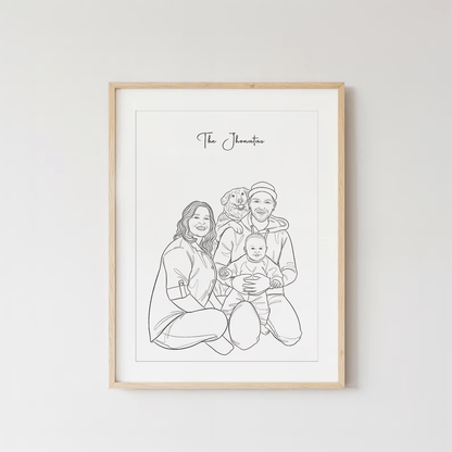 איור קו (Line Art) ממוסגר מתמונה בעיצוב אישי