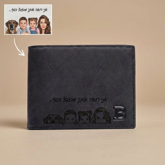 ארנק עור לגברים בהתאמה אישית עם חרוטה של תמונה ומשפט,מיקום שלכם