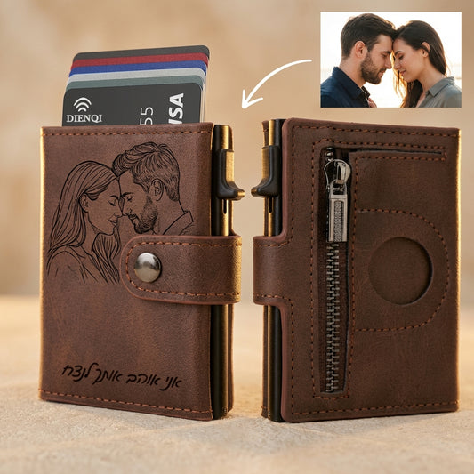 RFID ארנק  מותאם אישית לתגית אוויר של אפל וחרוט עם הגנה מפנ עם תמונה או טקסט