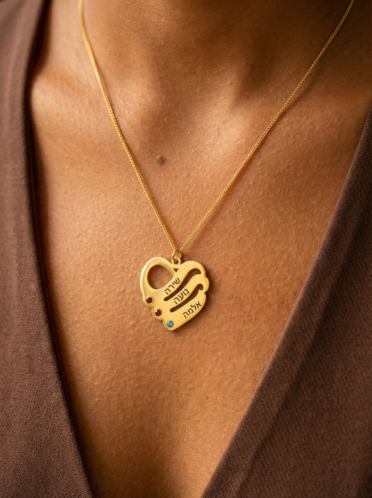 שרשרת עם מספר שמות חרוטים שם ילדים, אמא