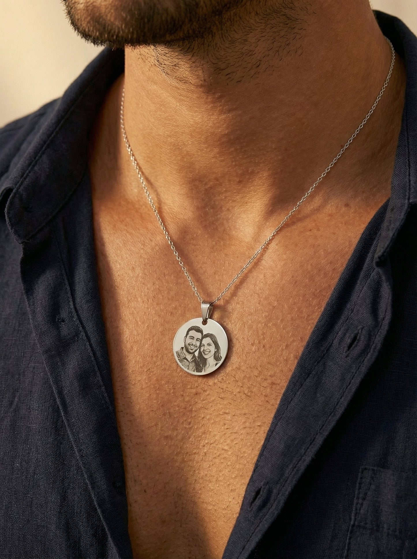 שרשרת חרוטה עיגולה עם תמונה אישית Dream Gifts